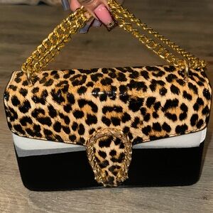 Sexy vintage leopard chained hand bag